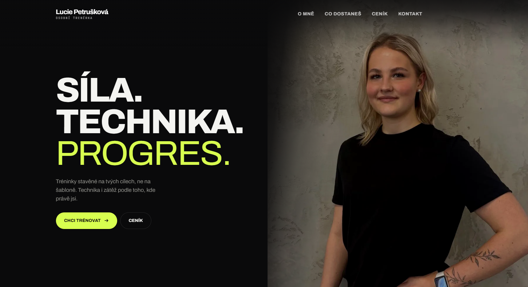 Náhled webu Lucie Petruškové — osobní trenérka